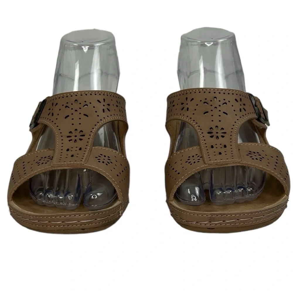 Flexus By Spring Step Pendunia Tan Women 9 Cushioned Sole Slide Comfort Sandals - Picture 4 of 9